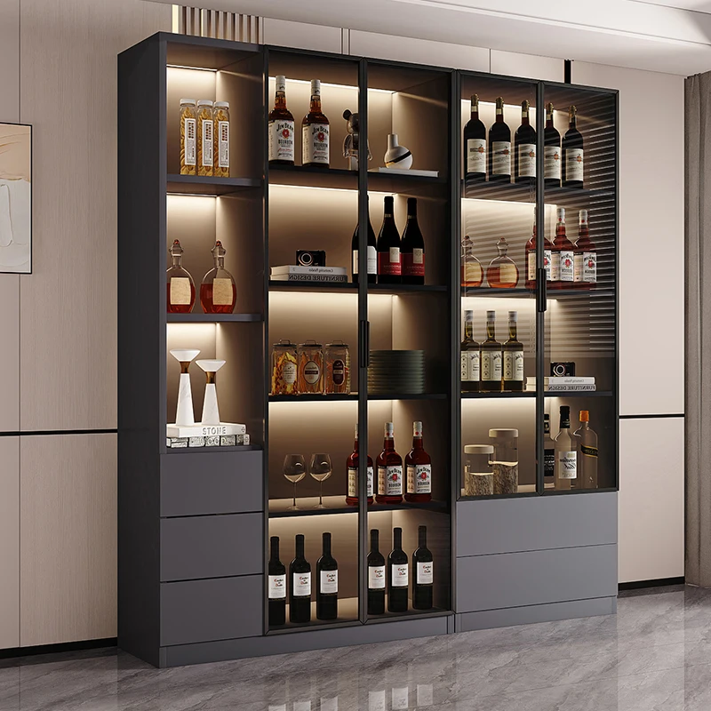 Gabinete de bodega refrigerado, estante esquinero para barra de vino, escaparate de exhibición para botellas, muebles de Bar brillantes, liquidación Mini