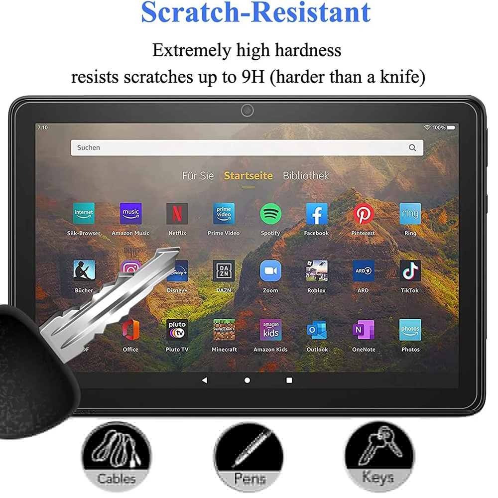 Dla Amazon Kindle Fire HD10 2021 folia ochronna na ekran Anti-Scratch 9H twardość UltraClear HD przezroczysta do tabletu szkło hartowane