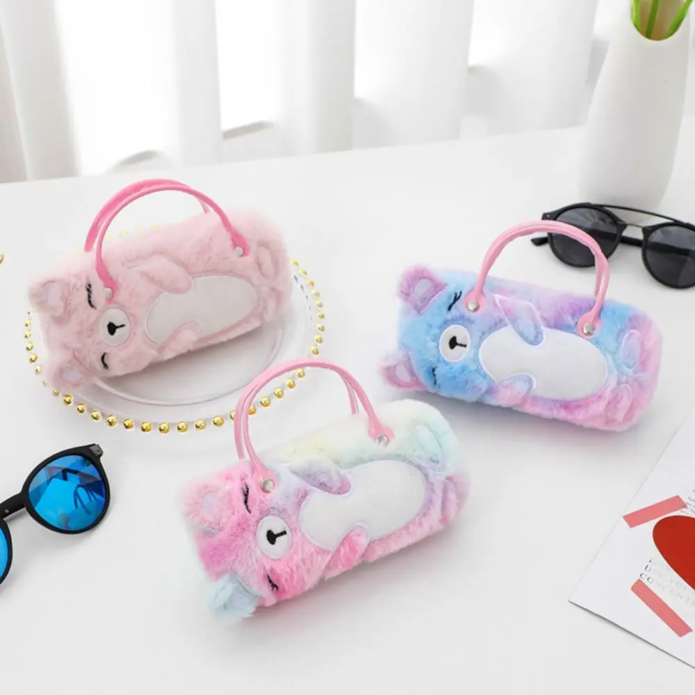 Plush Bear Sunglasses Box, porta-moedas portátil, saco de óculos dos desenhos animados, espetáculo de compressão, presente infantil, caixa fofa, novo