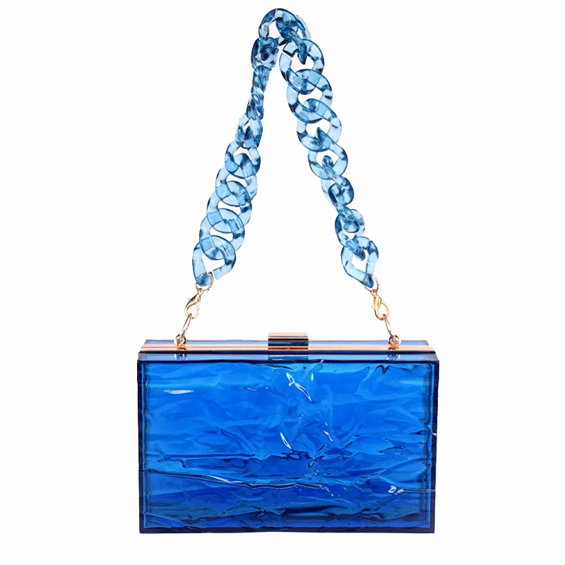 New Transparent Acrylic Women Bag Fashion Evening Bag Clutch Bag Chain Strap Crossbody Small Square Bag