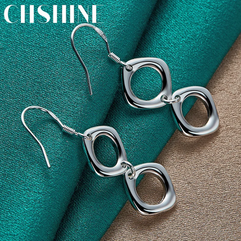 CHSHINE 925 Sterling Silver Double Round Ring Earrings A Pair Of Eardrop for Women Banquet Birthday Party Fashion Jewelry