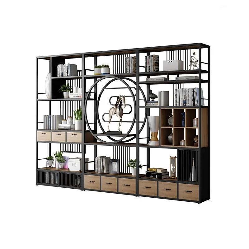 

New Chinese wrought iron Bogu shelf bookshelf partition cabinet industrial style office