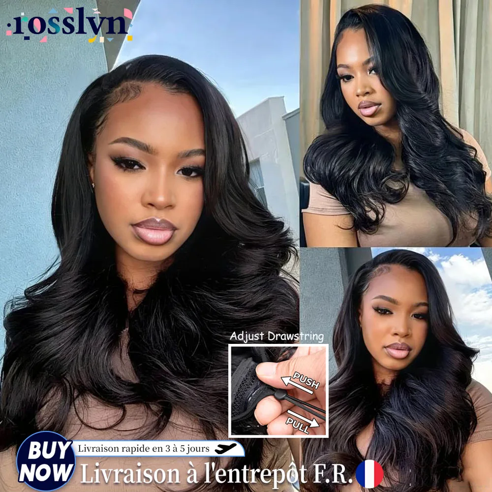 Body Wave Half Wig Human Hair 210% Density 3 In 1 Seamless Flip Over Full Machine Made Wig With Drawstring Beginner Friendly Headband Wig