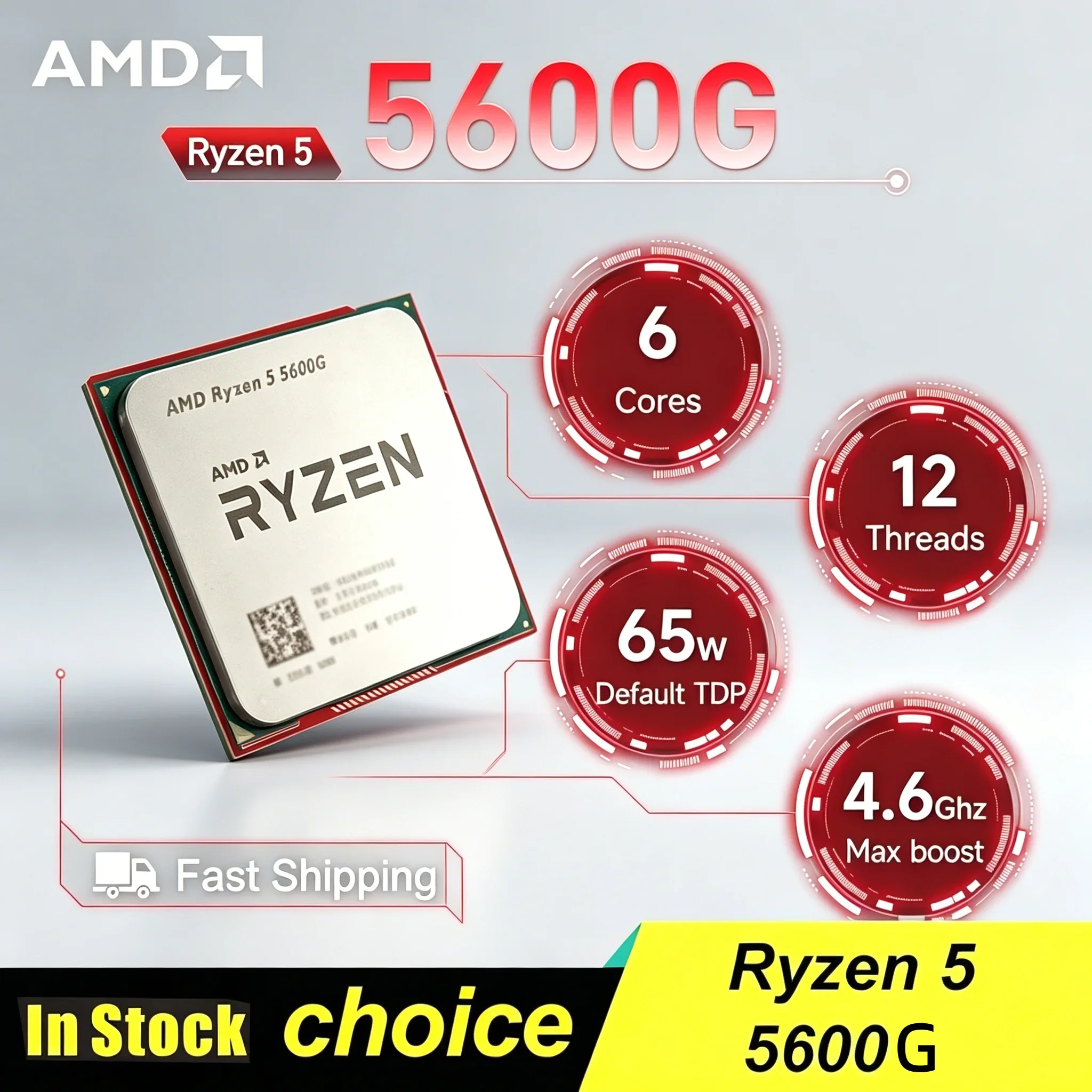 CPU para Juegos de Escritorio AMD Ryzen 5 5600G R5 5600G de Alto Rendimiento, Desbloqueado, 6 Núcleos, 12 Subprocesos, 4.4GHz, Socket AM4, Sin Embalaje