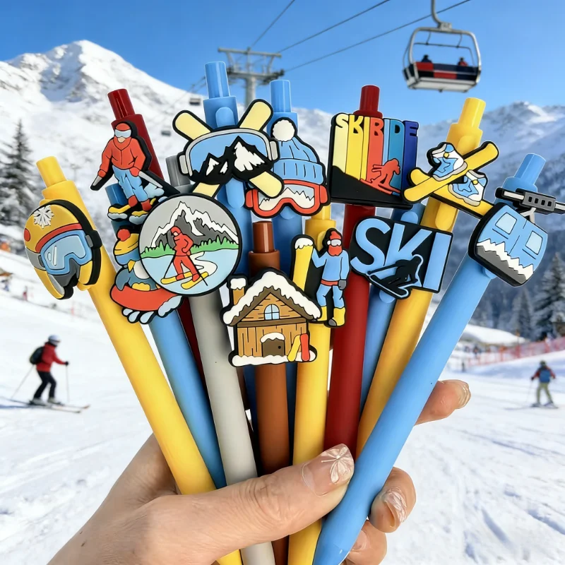 5/15/25pcs creative and minimalist ski and iceberg theme ballpoint pens, campus style, multiple styles, ski series, press-type
