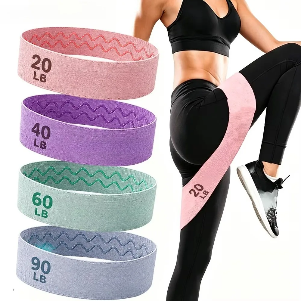 Yoga Resistance Bands Polyester Material Stretch Bands for Fitness Squats and Butt Exercises 4 Resistance Levels 20-90LBS