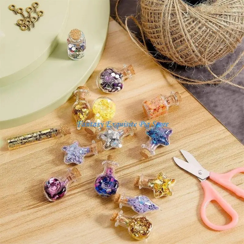 30 عبوة من الزجاجات الزجاجية الصغيرة المعلقة من الزجاجات الفريدة من نوعها، زجاجات زجاجية مناسبة للحرف اليدوية والمجوهرات #3