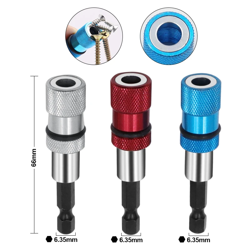 1/4 Hex Shank Electric Drill Magnetic Screwdriver Bit Holder 60mm Stainless Steel Magnetism Limit Adjustable Extension Bar