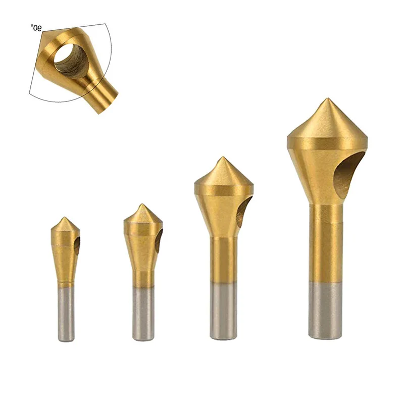 Imagem -02 - Conjunto Titanium Countersink Deburring Broca Taper Buraco Cortador de Aço Alumínio Cabeça Escareada Chanfrar Ferramentas 2510-1520 Pcs