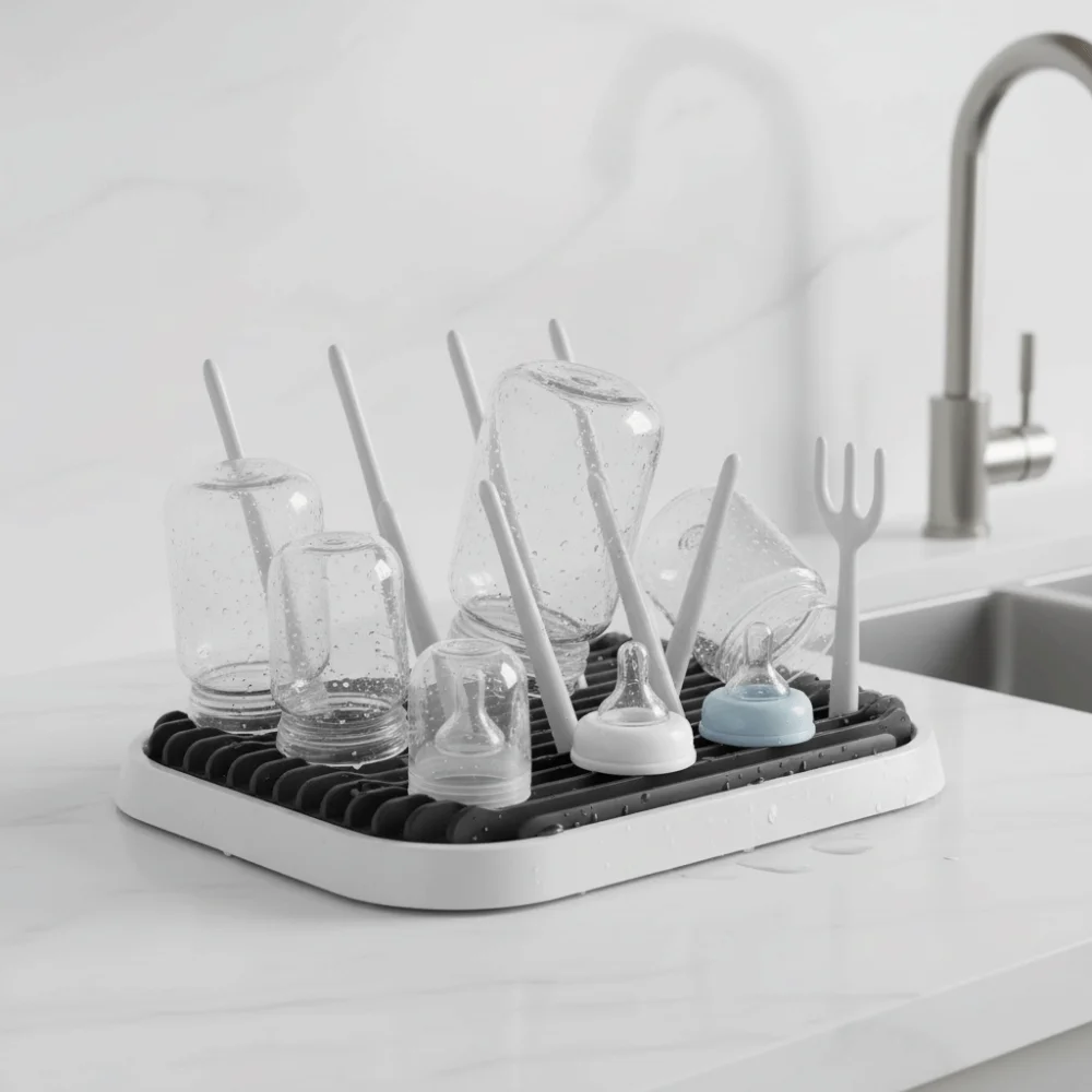 

Foldable Baby Bottle Drying Rack Plastic Sturdy Bottle Cleaning Dryer Portable Detachable Drain Storage Rack Nursery Essentials