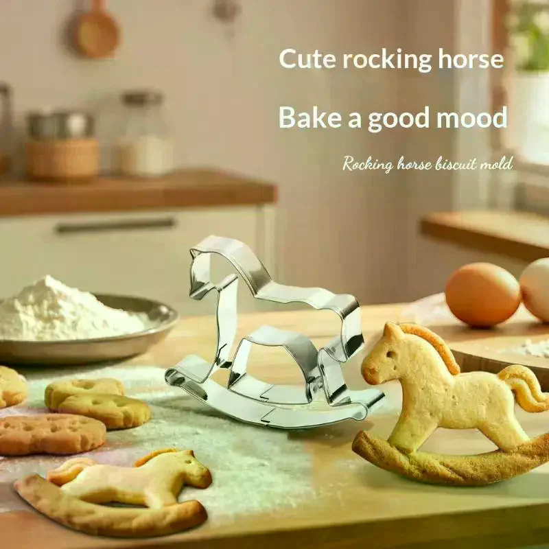 2026 Horse Cookie Cutter Mould Stainless Steel Rocking Horse Shapes Biscuit Mold Fondant Pastry Decor Baking Tools