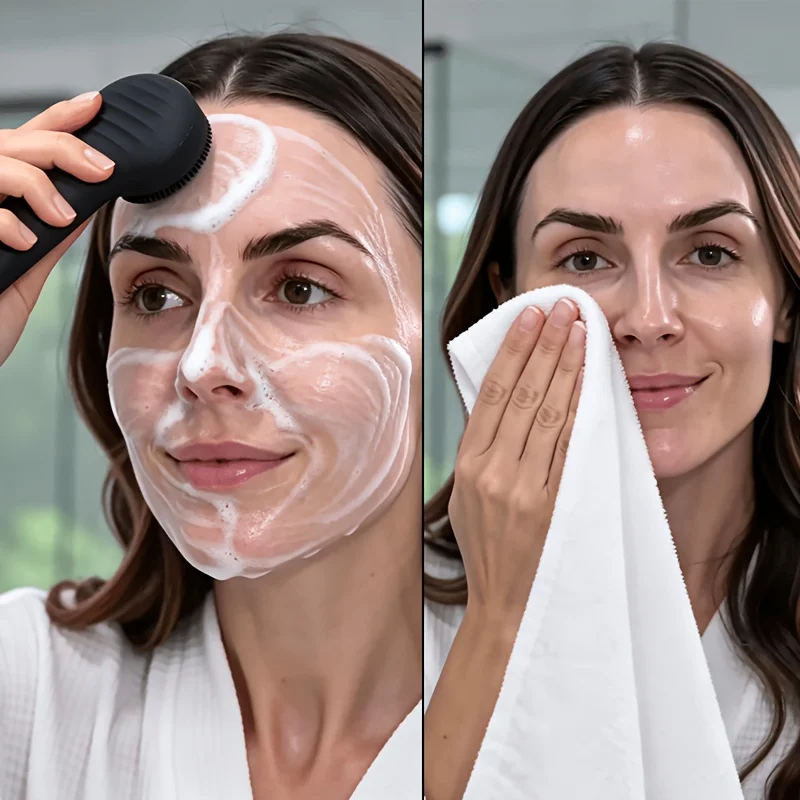 Escova de limpeza facial de silicone com tecnologia sônica, esfoliador facial elétrico, limpador de poros profundos recarregável por USB, removedor de