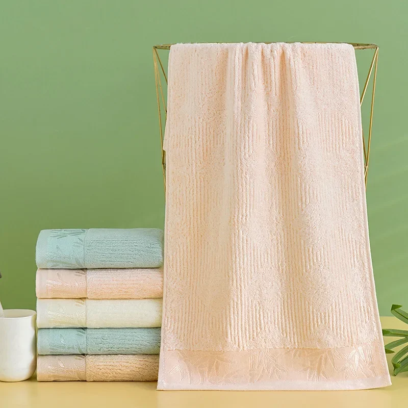 Inyahome Pack of 1/4/6 Bamboo Fiber Bathroom Towels Sets 34x74cm Hand Face Bath Towel Gift Towel Sheet 타월 Serviettes Cream Green