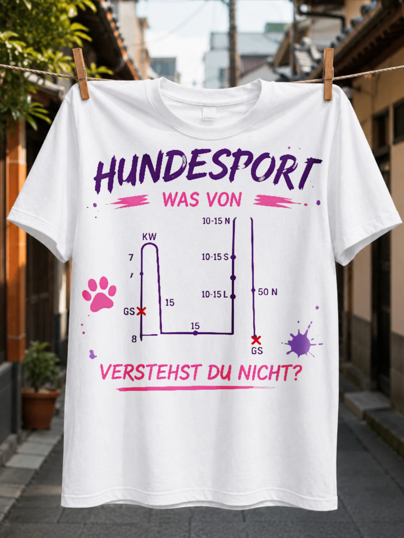 with purple pink Hundesport Was Von Verstehst Du Nicht agility route diagram paw icon and paint  Unisex All T-Shirt