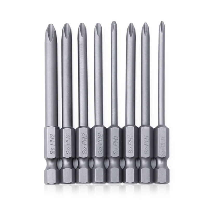 

8Pcs 1/4in Hex Shank Drill Bits Magnetic Long Hex Phillips Head Screwdriver Drill Set S2 Alloy Steel for Power Tool