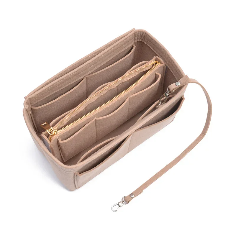 Multifunctional Large Capacity Makeup Storage Bag Felt Cloth Liner Travel Insert Portable Bag in Bag Cosmetic Organizer