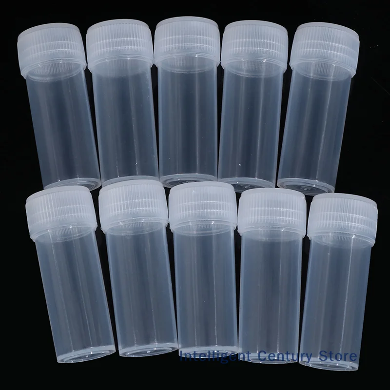 10 Pcs 5ml plastic test tube bottles Powder sample containers Screw cap bottles for school chemistry lab supplies