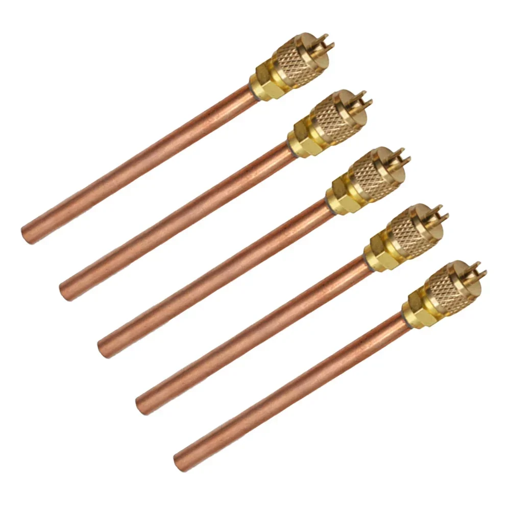 5pcs HVAC Maintenance Valve Copper Core Refrigeration Check Fluoride Nozzle Straight Through One-way 119mm Length
