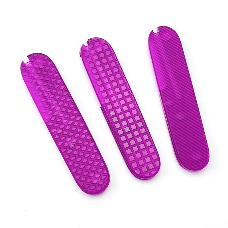 Purple Transparent Acrylic Handle Patches (1 Pair, Multiple Sizes) - Compatible with 91mm Swiss Army Knife DIY Accessories