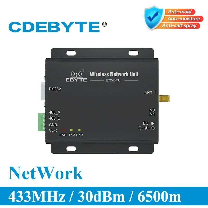 

Star Network RS232 RS485 Long Range 433MHz 1W IoT uhf Wireless Transceiver rf Module 433MHz Data Transmitter E70-DTU(433NW30)
