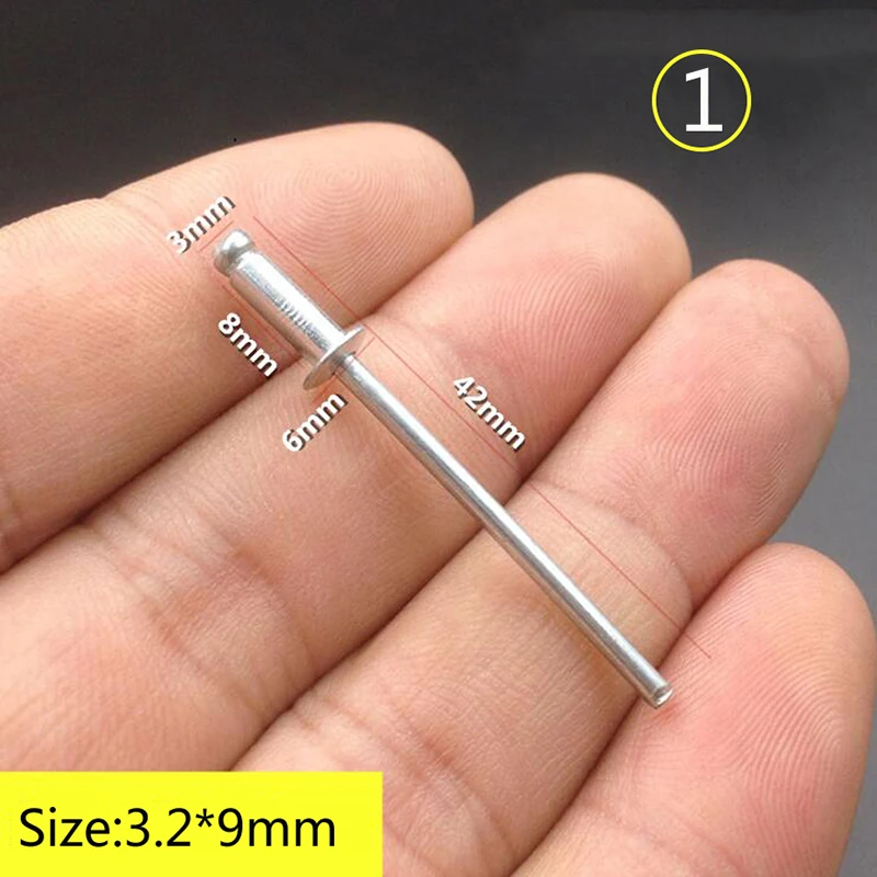 1KG/Box Pop Rivets Aluminium M3.2 M4 M5 Dome Head Blind Rivets Steel Shank Mandrel Exhaust Rivets