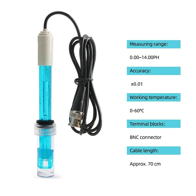 Probe pengganti ABFU-PH dengan antarmuka BNC 300Cm kabel 0-14 PH Q9 Probe Controller Sensor potensial pengurang oksidasi