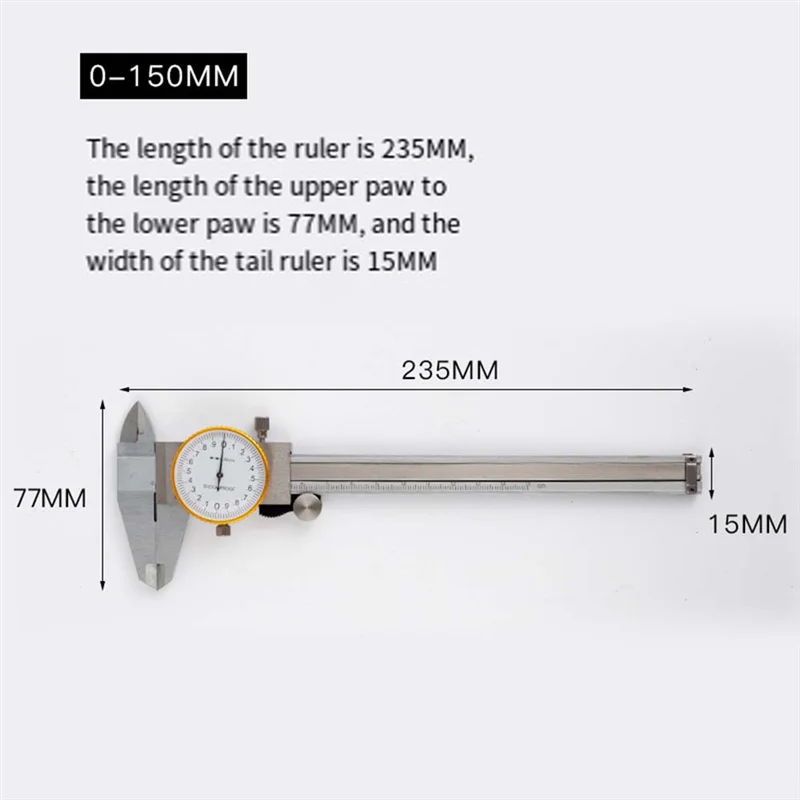 1 قطعة اتجاه مزدوج مقاوم للصدمات الفرجار 150 ارتفاع قطر قياس الورنية الفرجار 0.02 مللي متر عالية الدقة