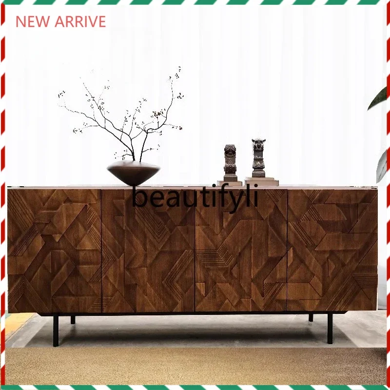 

D2520 Nordic Italian Simple Modern Side Cabinet Locker Carved Side Cabinet TV Cabinet Customization