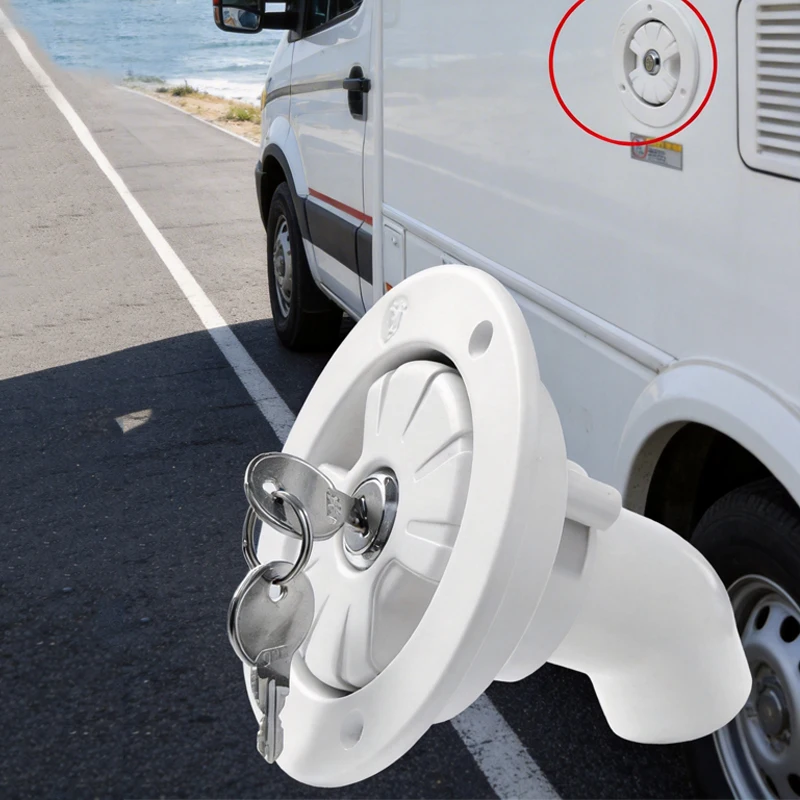 For RV Boat Camper Trailer Black/White Round Gravity Water Inlet with Lock RV Accessories Caravan Exterior Hatch Car Accessories