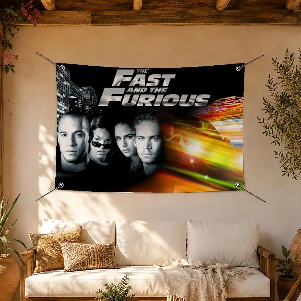 Bold Movie Fast & Furious Flags Room Home Decor Wall‑Hanging Art Banner, Outdoor for Bedroom Party Background Decoration