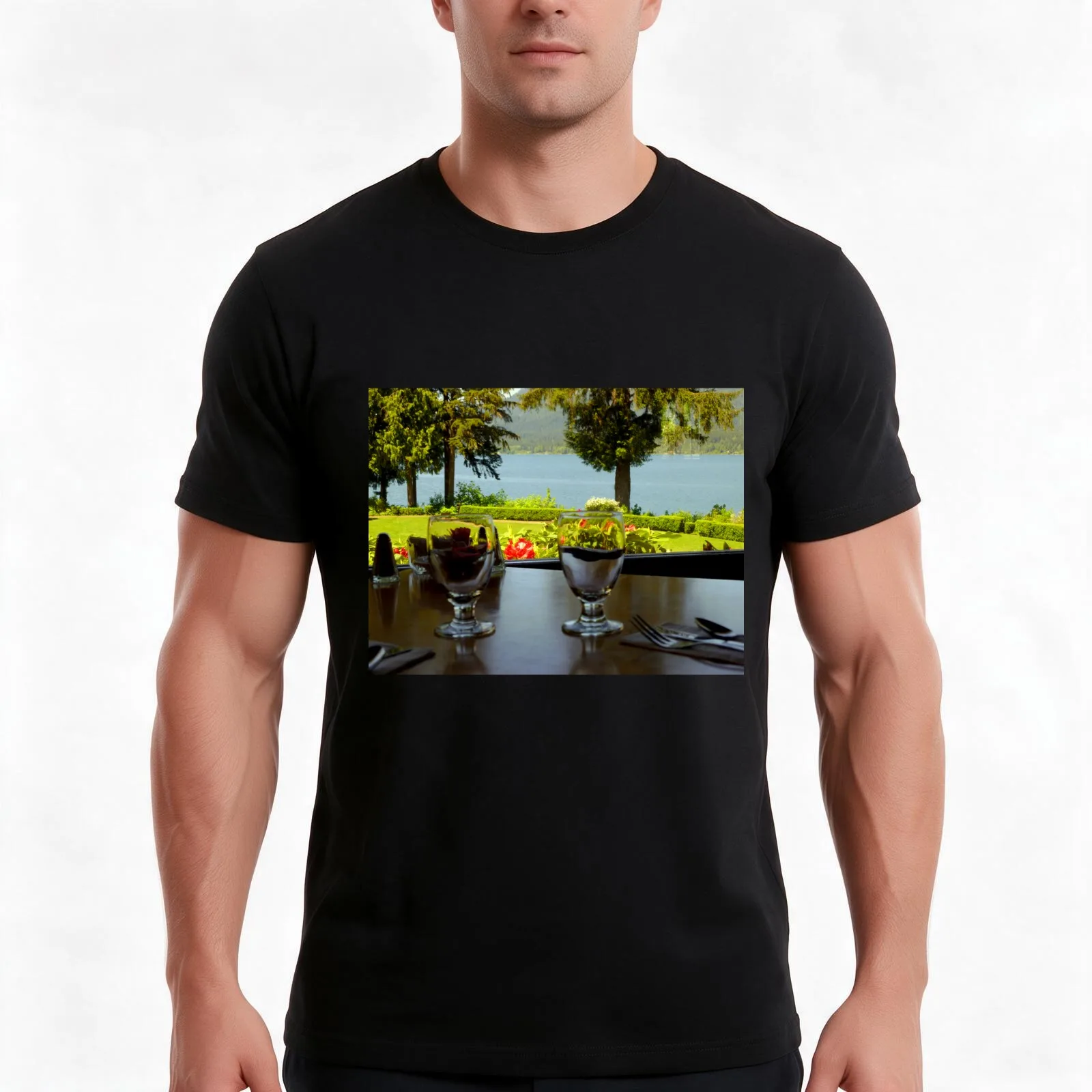 Table For Two at Lake Quinault Lodge T-Shirt Summer Casual Cotton Tee Oversized Streetwear Tops Vintage Graphic Print