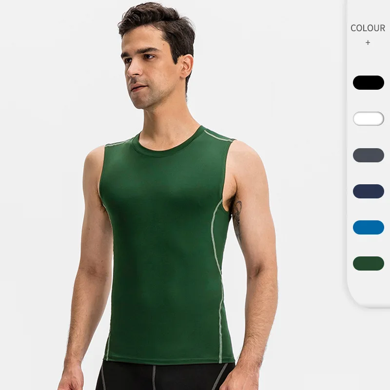 

Sleeveless Garment for Male Outdoor Indoor Training Clothing High Elastic Running Dumbbells Vest Compression Male Sports T-shirt