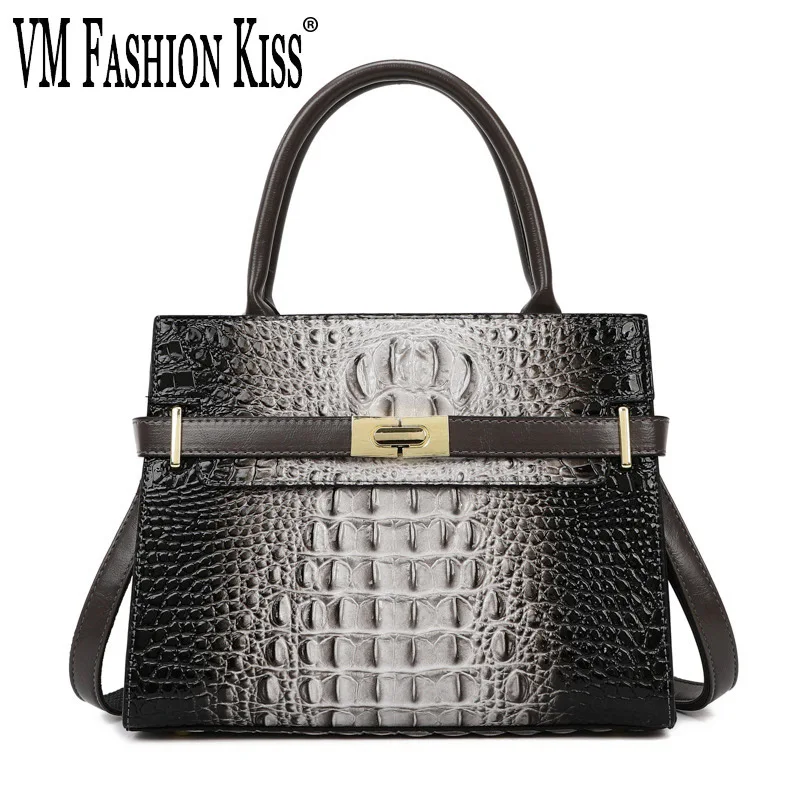 

2026 Women Handbag PU Leather Crocodile Pattern Gradient Top Handle Shoulder Crossbody Bag Fashion Luxury Tote For Daily Party