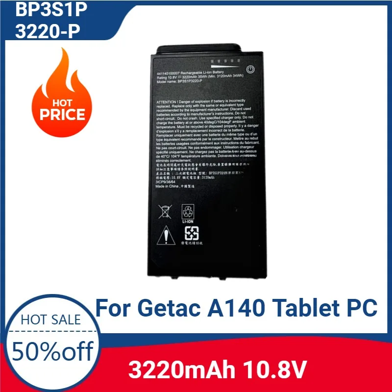 

New High-quality BP3S1P3220-P 441140100007 242140100002 3ICP9/38/64 Laptop Battery 10.8V 35Wh 3220mAh for Getac A140 Tablet PC