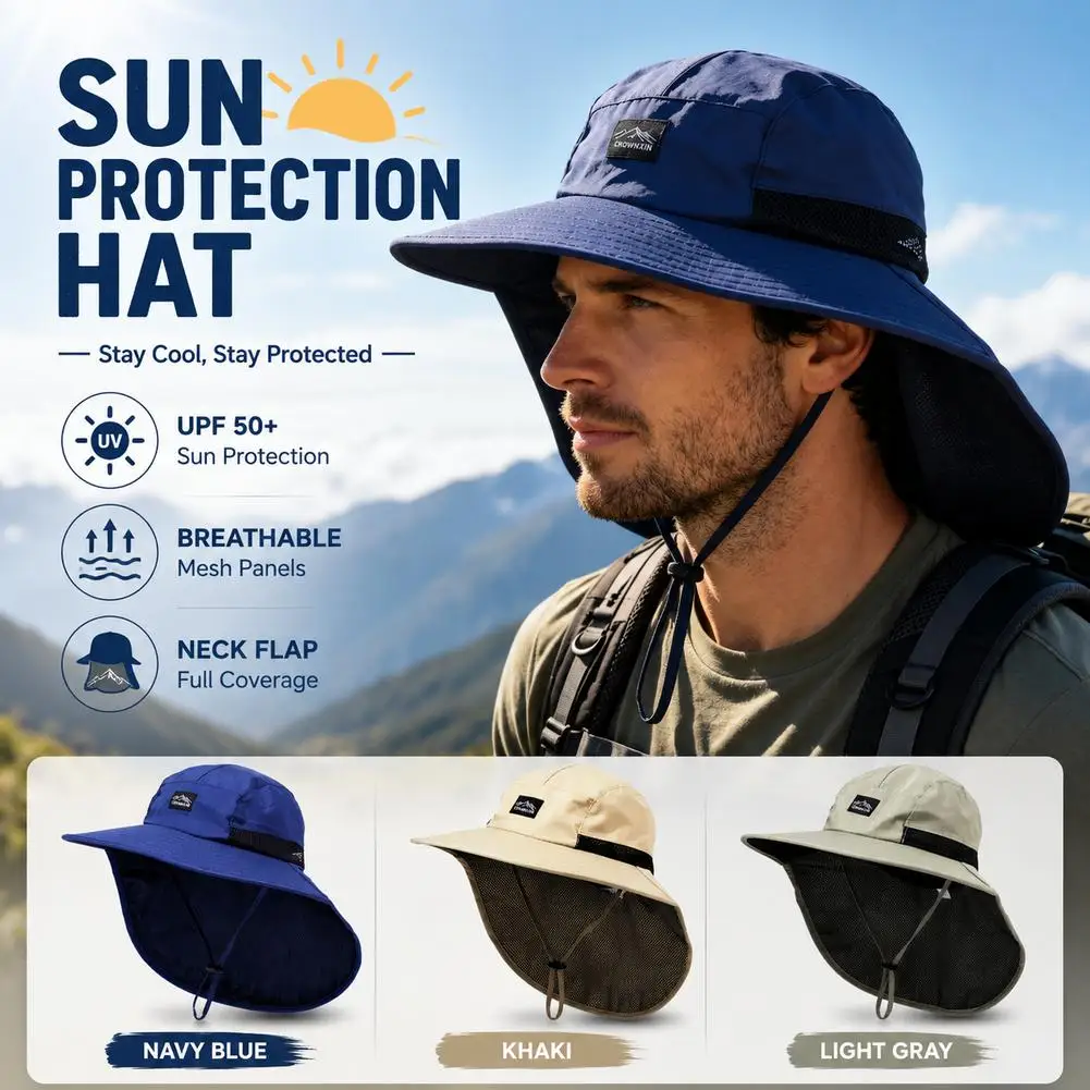 Caps Summer Wide Brim Neck Protection Unisex Bucket Hats Outdoor Visor Quick-drying Panama Sunscreen Tied Fishing Hiking Hat