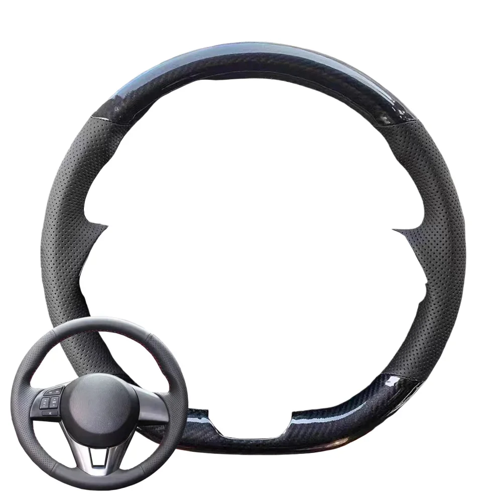

Auto Lnterior Accessories Hand-Stitched Non-slip Wear Resistant Steering Wheel Cover For Mazda 3 Axela Mazda 6 Atenza Mazda 2