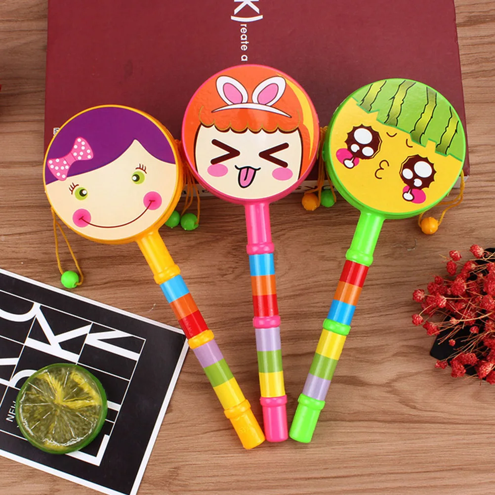 8 قطع من الطبول للتعليم المبكر، الهزازات المحمولة، أنماط كرتونية رائعة، هدية تطوير المهارات المعرفية