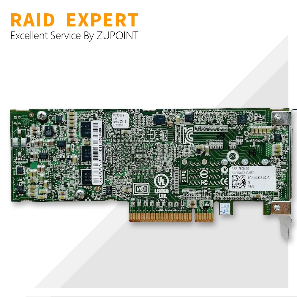 Imagem -04 - Adaptador de Cartão Controlador Raid 6gbps 1gb de Cache Sas Sata Pci e 3.0 Expansor Zupoint-asr7805