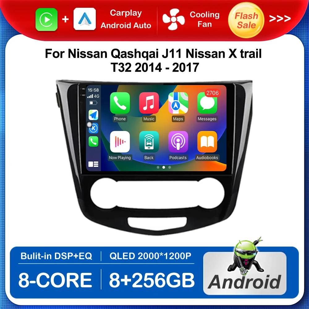 

Car Multimedia Radio 10.1 '' Intelligent System for Nissan Qashqai J11 Nissan X trail T32 2014 - 2017 BT 4G GPS Navi Carplay