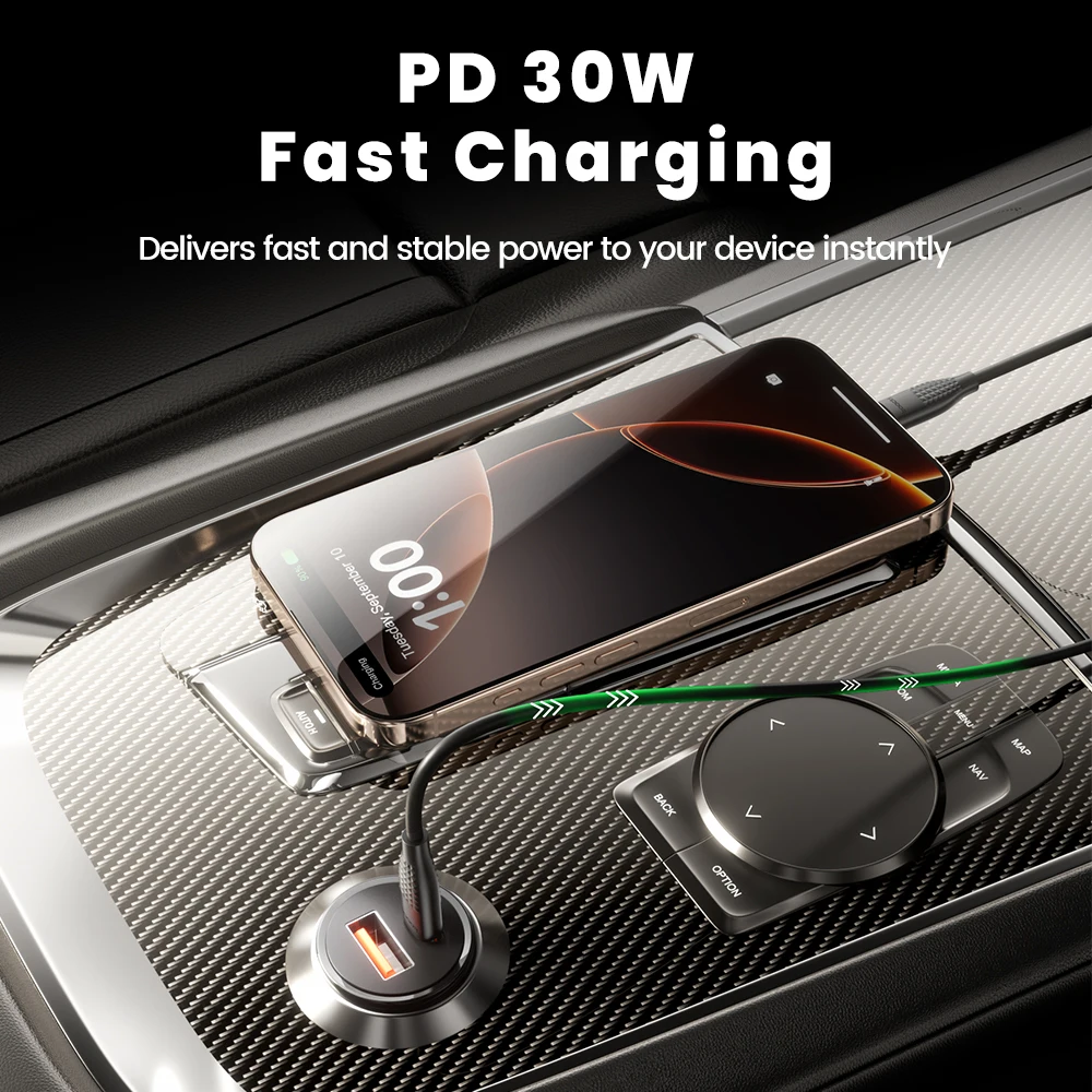 Toocki 30W Fast Charging Mini USB Car Charger PD3.0 QC3.0 Multi-Layer Protection USB Type C Car Phone Charger for iPhone Samsung