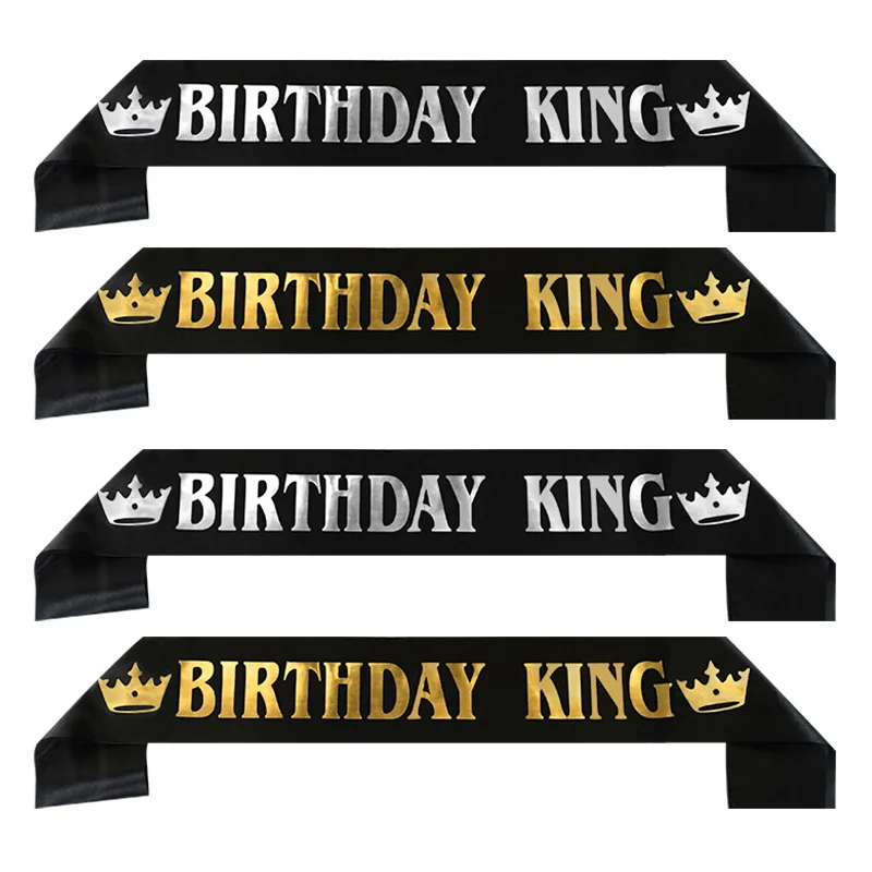 Gold-Schwarze Geburtstagskönig-Schärpe für Männer, Jungen, Mädchen, Happy 16, 18, 20, 30, 40, 50, 60 Geburtstagsfeier-Dekoration und Zubehör – Detail 9