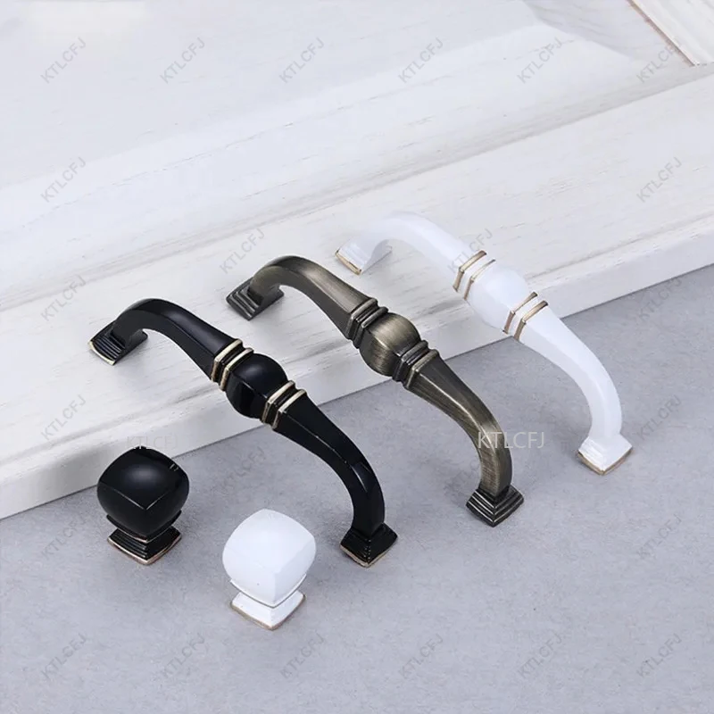 Square Black White European Style Nordic Style Zinc Alloy Wardrobe Handle Classic Universal Handle Modern Chinese Style High-end