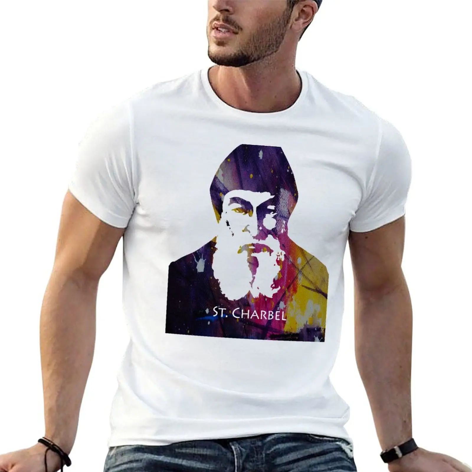 St. Charbel Makhlouf T-Shirt Clothing vintage t shirts black t-shirts for men