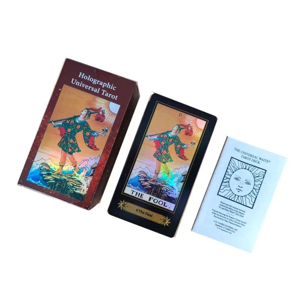 

11.7*6.5cm Holographic Universal Tarot 78 Pcs Cards with Guidebook
