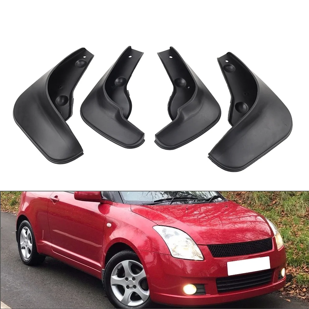 4pcs Car Wheel Mud Flaps Splash Guards PP + TPO For Suzuki Swift 5 Doors Hatchback 2004 2005 2006 2007 2008 2009