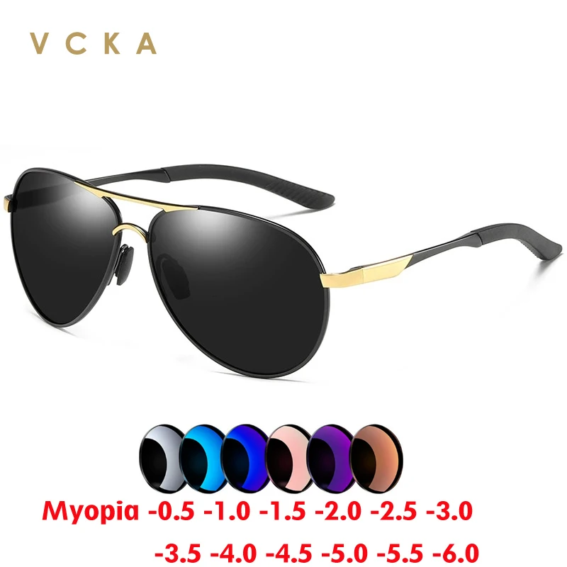 

VCKA Classic Optics Custom Polarized Myopia Sunglasses Men Big Frame UV400 Driving Prescription Glasses -0.50 to -6.0