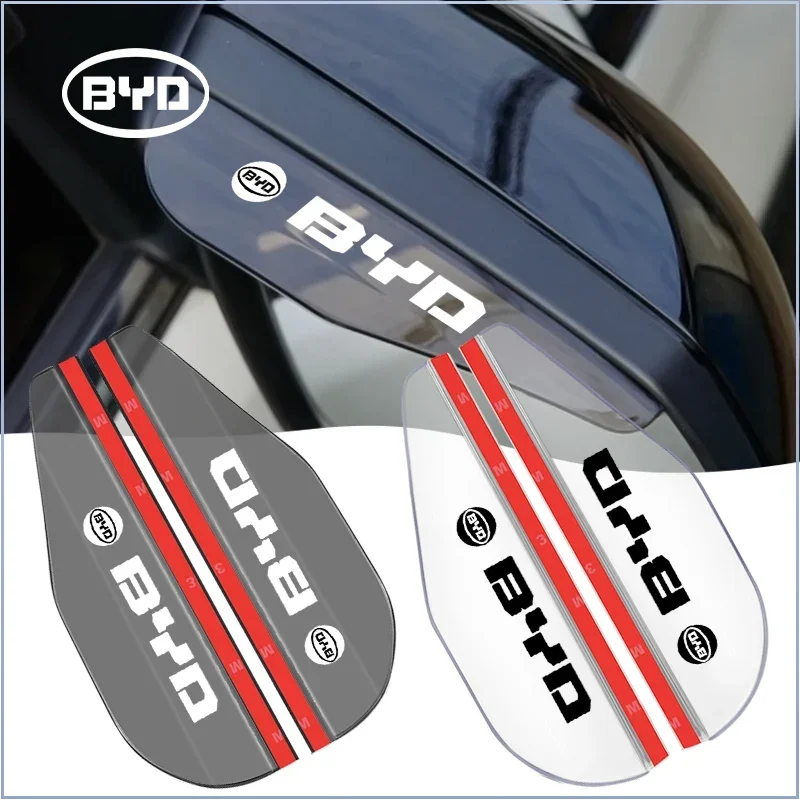 2PCS PVC Car Side Rear View Mirror Rain Eyebrow Visor Rain Shield Shade Cover for BYD Dolphin Act 3 Tang F3 Atto 3 Valve Stems