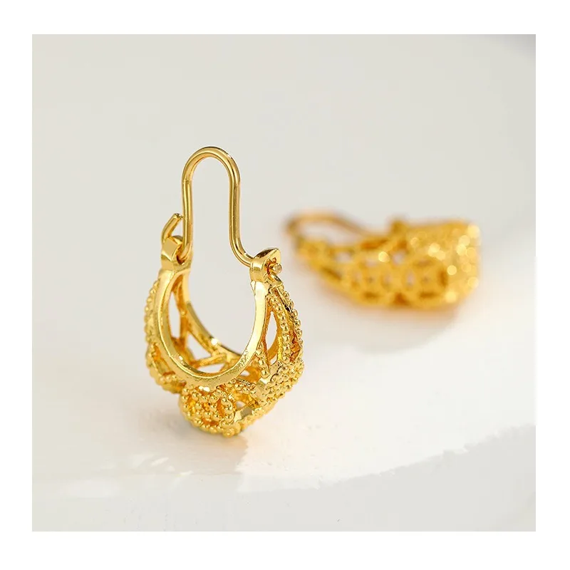 

Flower Basket Earrings, Copper Gold-plated Earrings, Metal Exaggerated Women's Earrings, Metal Hollowed Qingdao Edition