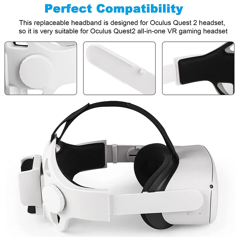 Adjustable Head Strap For Oculus Quest 2 Halo Strap With Powerbank Fixing Bracket Enhanced Headband For Quest2 VR Accessories