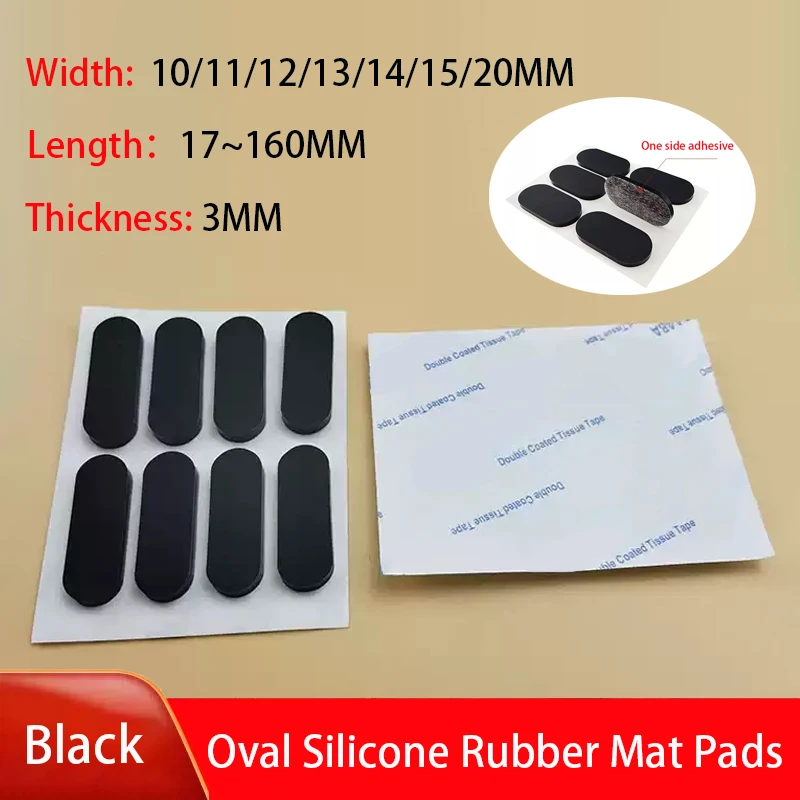 10pcs Width 10-20mm Length 17~160mm Anti-slip Self Adhesive Silicone Rubber Oval Mat Cabinet Equipment Feet Pad Floor Protectors